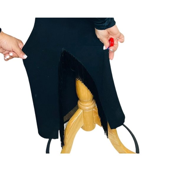 Cartise Vintage 70s Fringe Wide Leg Pants Black RARE - Picture 8 of 12